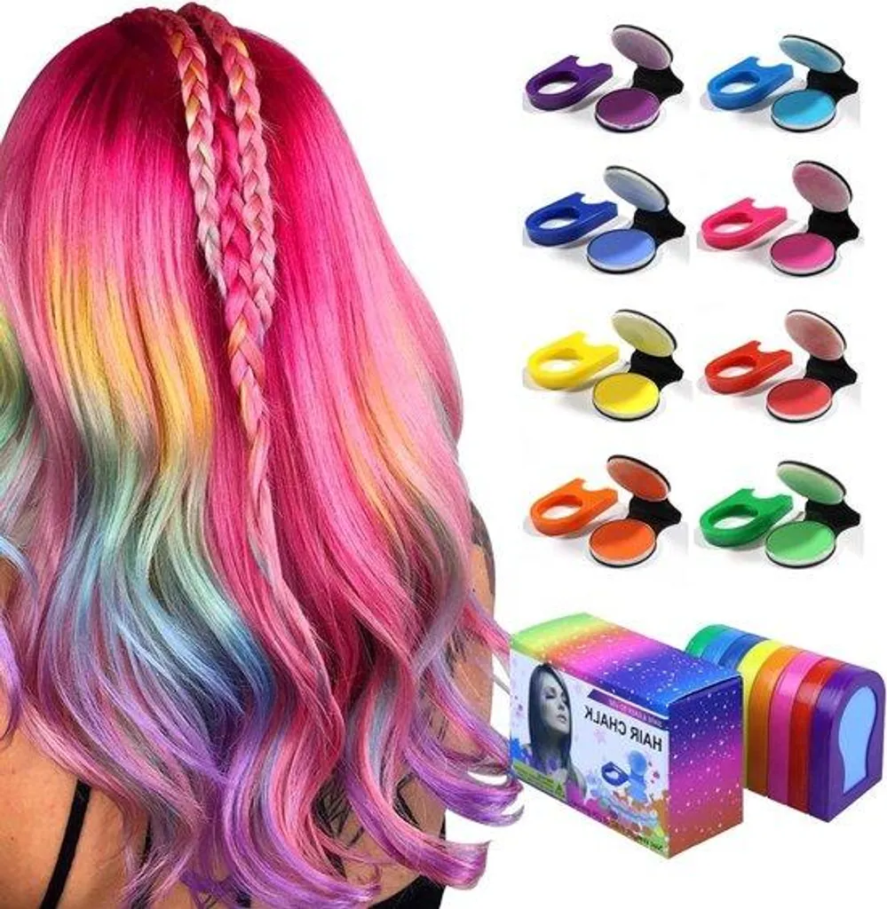 8 mèches de cheveux colorées temporaires lavables pour cosplay Halloween