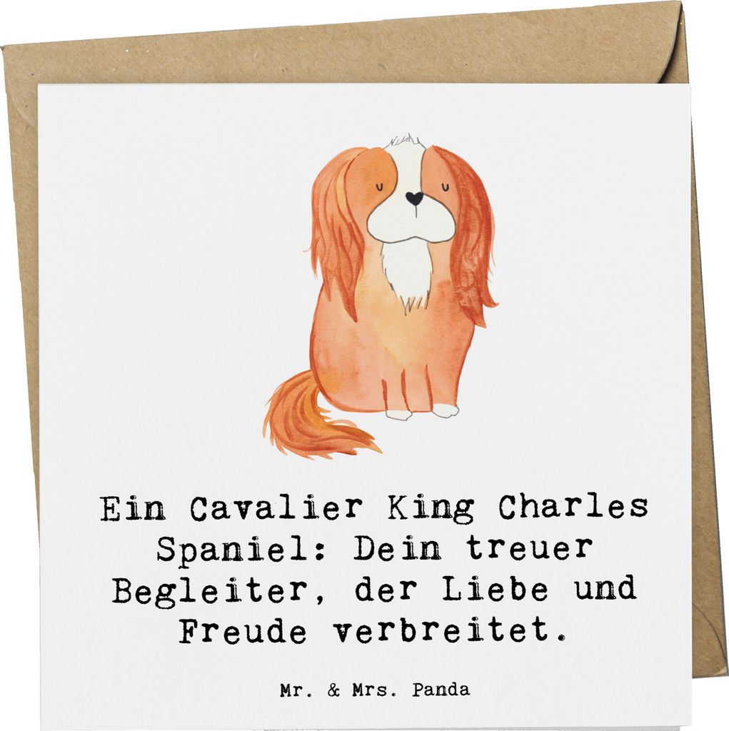 Mr. & Mrs. Panda faltkarte Cavalier King Charles Spaniel - Weiß - Geschenk, elegant, anlasskarte, Hunderassen, Pflege, Grußkarte, Beschreibung, B...