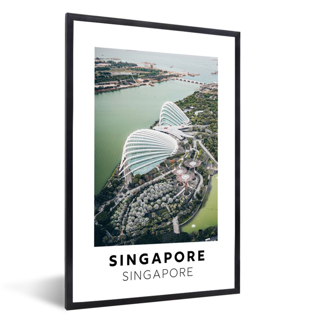 MuchoWow Gerahmtes Poster Singapur - Architektur - Wasser 20x30 cm - Poster mit Schwarzem Bilderrahmen Wandposter Rahmen Foto Bilder - Drucken - ...