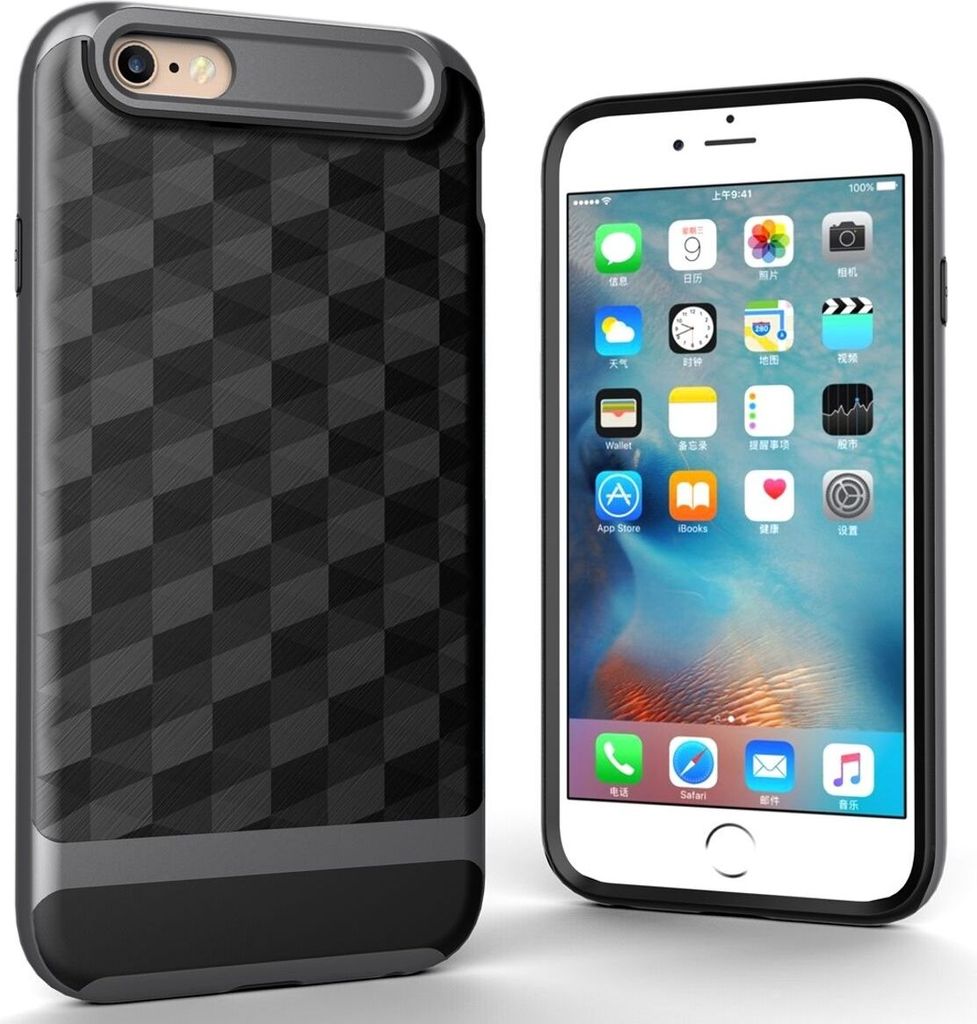 Hülle für Apple iPhone 6 / 6s Backcover Case Handy Schutzhülle - Cover 3D Prisma Design Grau