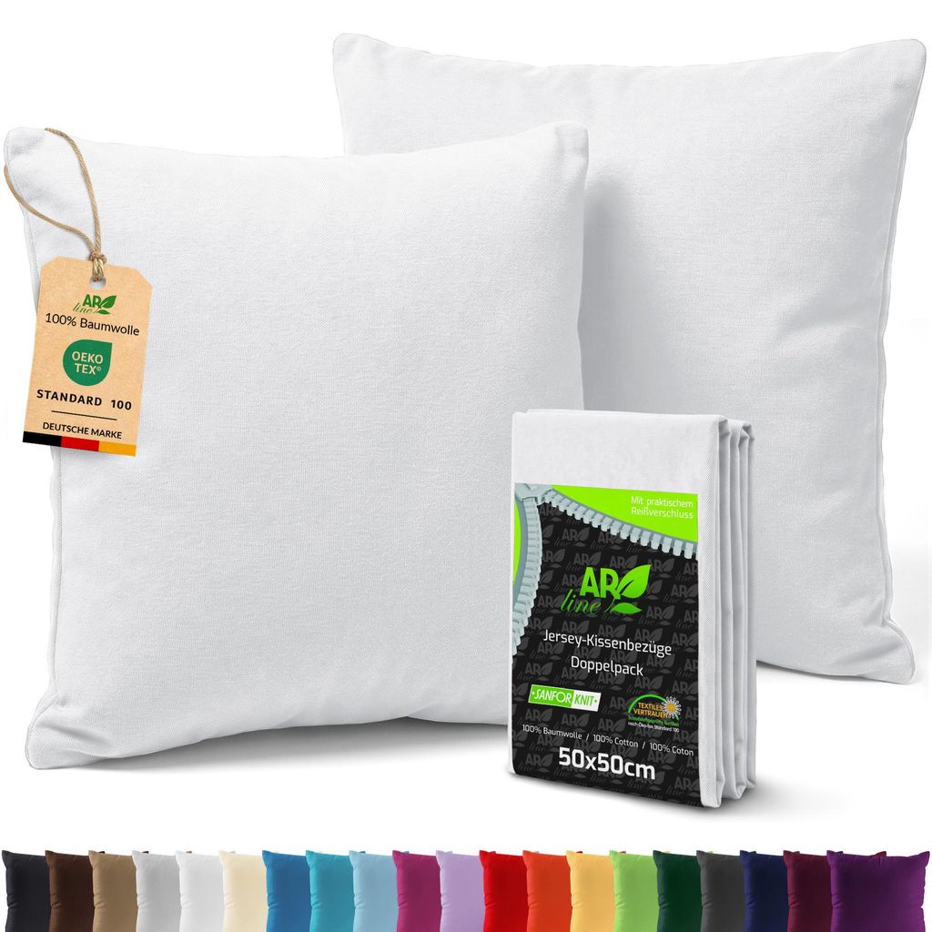 AR Line 2er Pack Jersey Kissenbezüge 50x50 Baumwolle – Produktbild 