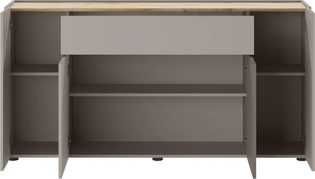 Solution de Rangement 170 cm Gris Taupe : Buffet Moderne à 3 Étagères