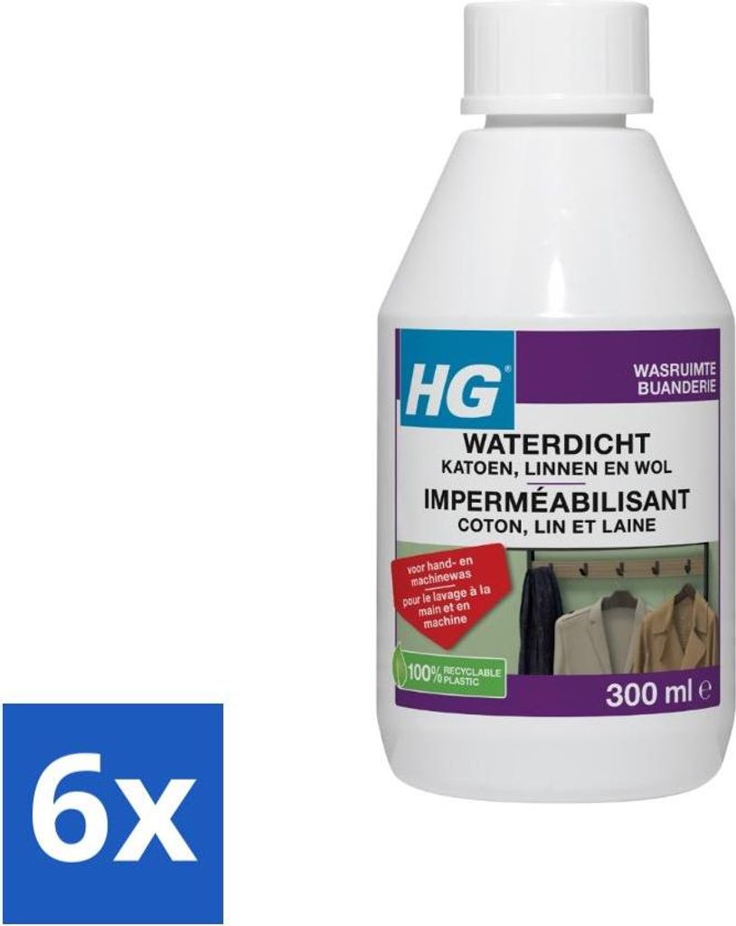 HG Imprägniermittel Baumwolle für Leinen, Wolle & Mischtextilien 300 ml - Vorteilspack - 6 Stücke