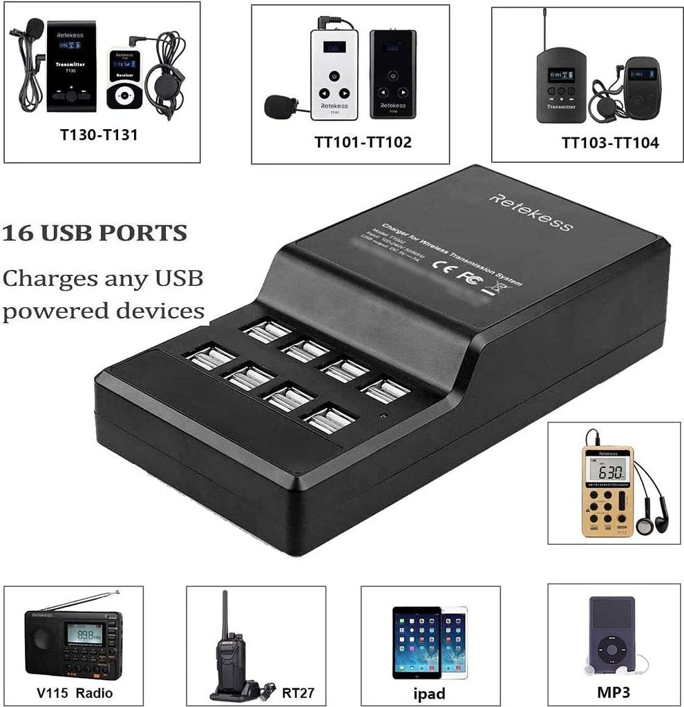 Retekess TT002 16portová USB nabíječka pro Retekess Tour Obrázek produktu 3