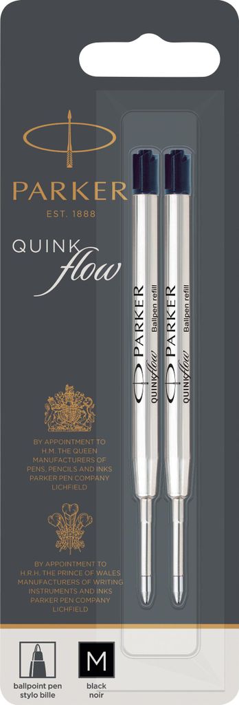 Parker 1950372, Schwarz, Medium, Silber, Kugelschreiber, 2 Stück(e), Sichtverpackung