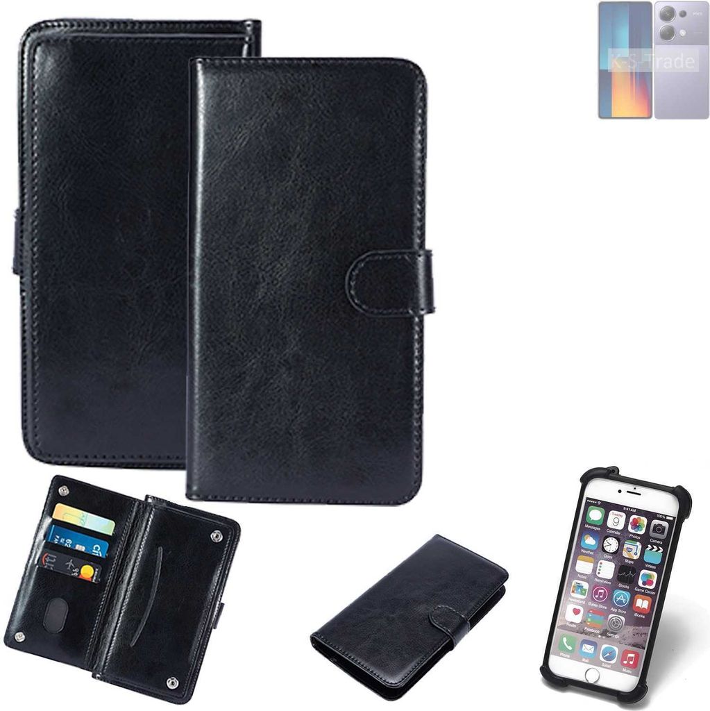 K-S-Trade 360° Hülle kompatibel mit Xiaomi POCO M6 Pro schwarz Kunstleder Case BookCase WalletCase Kunstlederederhülle Handyhülle, Rundumschutz
