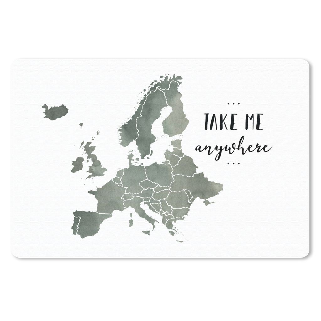 MuchoWow® Mauspad Mousepad Karte von Europa - Grau - Zitat Produktbild 