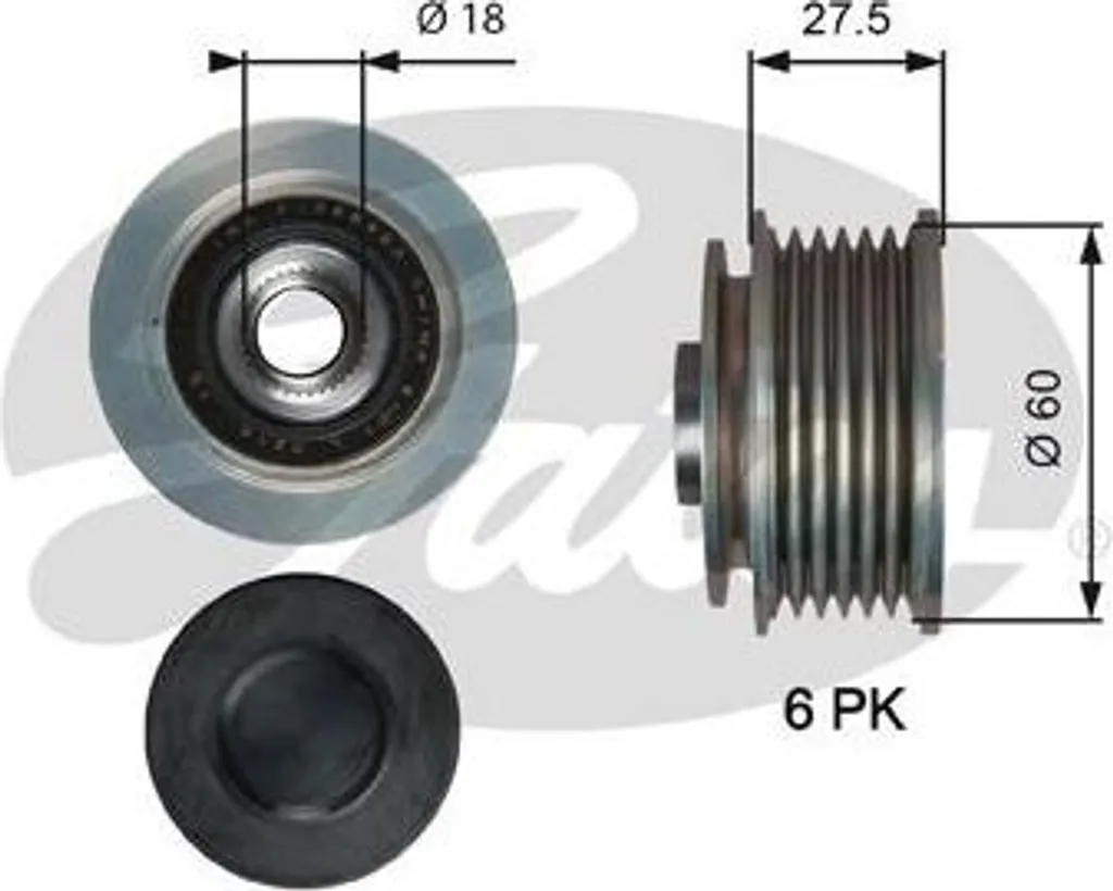 Poulie alternateur Gates OAP7176 robuste compatible Hyundai Santa Fe