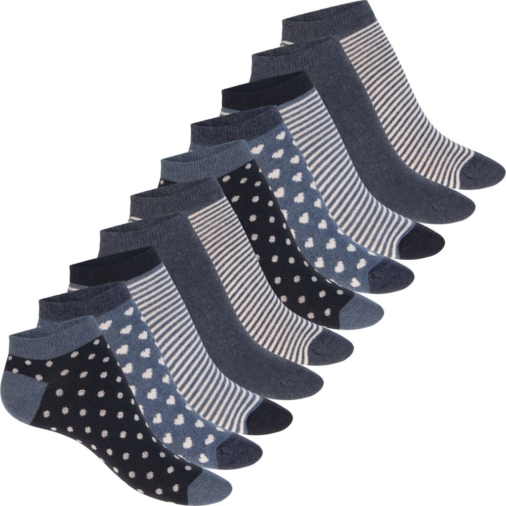 Celodoro Damen-Socken Eco Sneaker (10 Paar) – kurze Söckchen aus regenerierter Baumwolle – Princess Blue