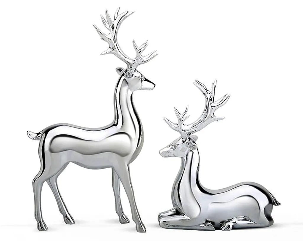 Statue cerf argenté décoration de table et étagère artisanat en résine
