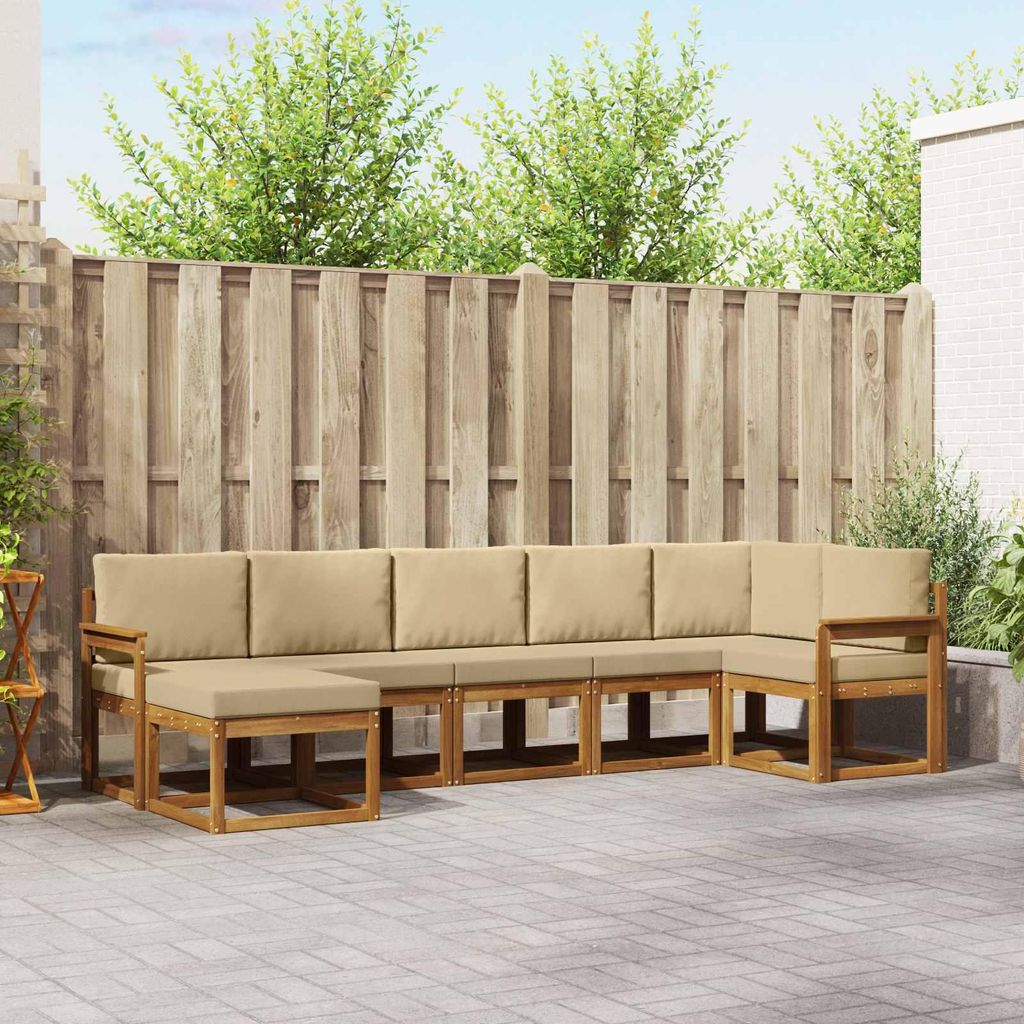 "im Sonderangebot"Outdoor-Sofagarnitur - CLORIS - Balkonmöbe/Sitzgruppe - mit Kissen 7 pcs - Moderne Design - Natur und Beige - Gartensofas Promot...