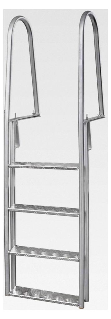 Aluminium Poolleiter 4-stufig mit breiten rutschfesten Stufen und großen Griffen für Innen- und Außenbereich