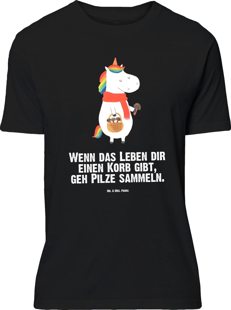 Mr. & Mrs. Panda Größe L T-Shirt Einhorn Pilz - Schwarz - Geschenk, mit Spruch, Pilze, Unicorn, Liebeskummer, Einhörner, Tshirt, Shirt