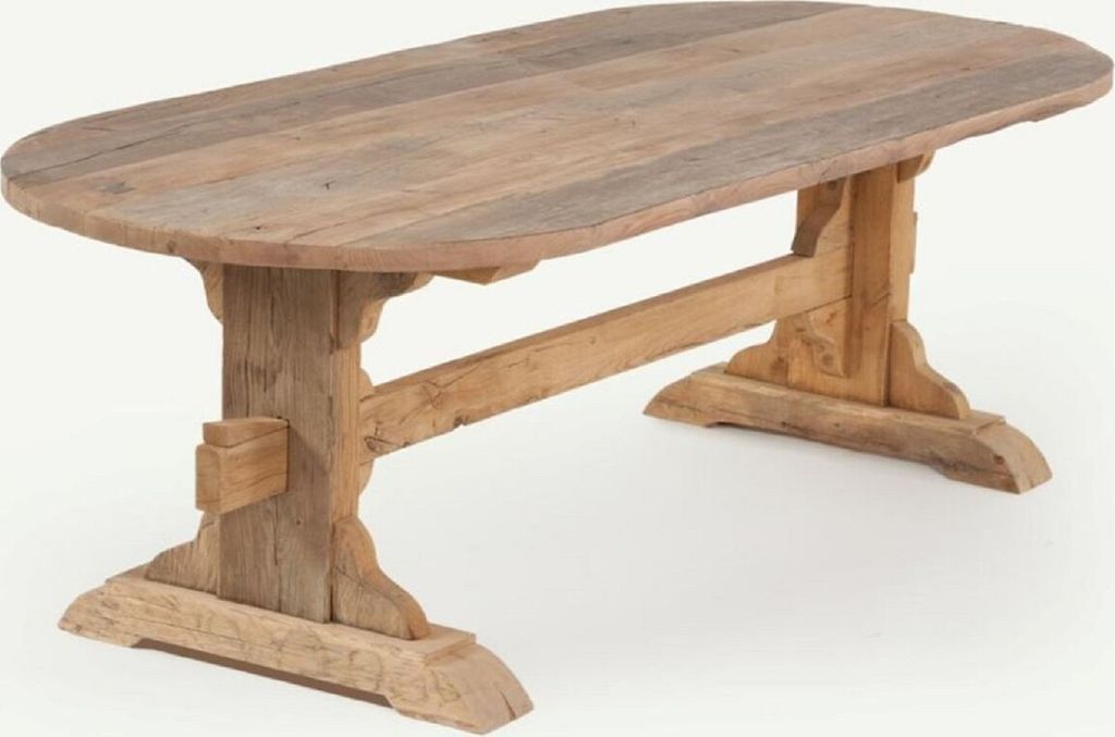 Casa Padrino Landhausstil Esstisch Naturfarben - Verschiedene Größen - Ovaler Rustikaler Massivholz Küchentisch - Rustikale Massivholz Esszimmer...