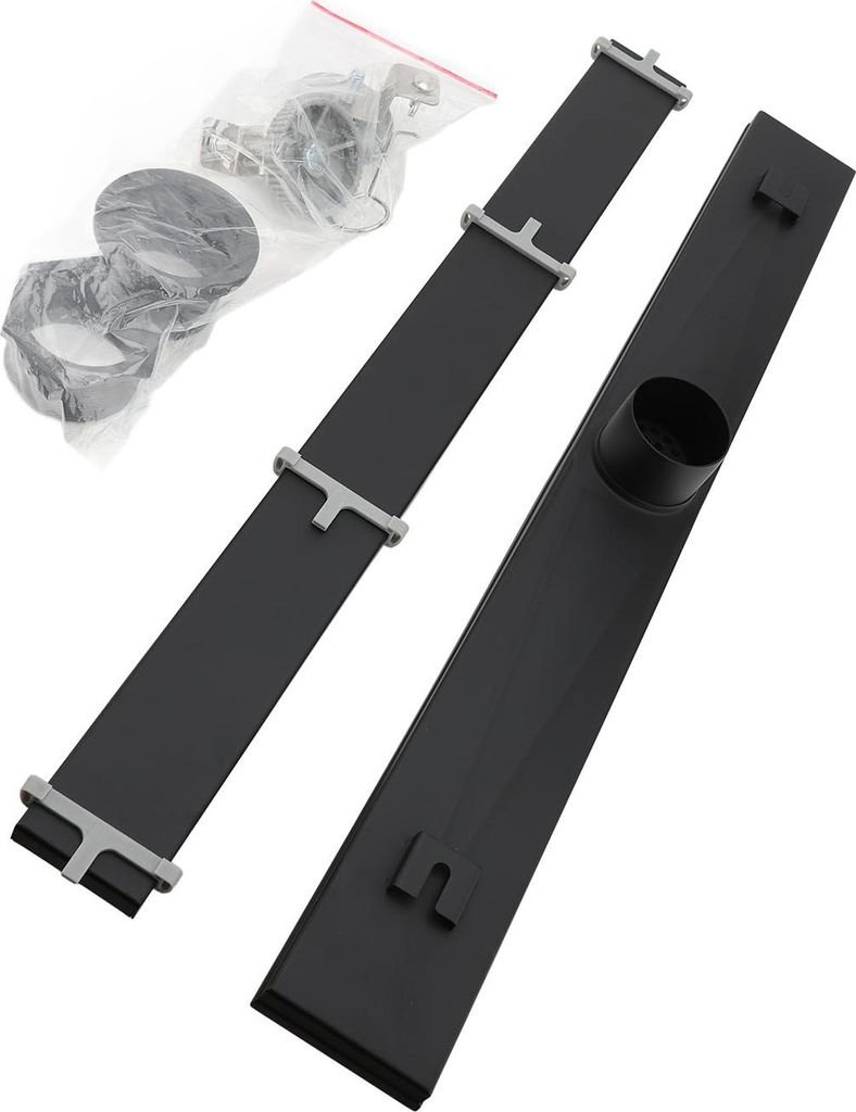 Linear Dusche Drain 24 Zoll 304 Edelstahl Fliese eingefügt rechteckige Dusche Bodenablauf für Haus Bad Balkon matt schwarz