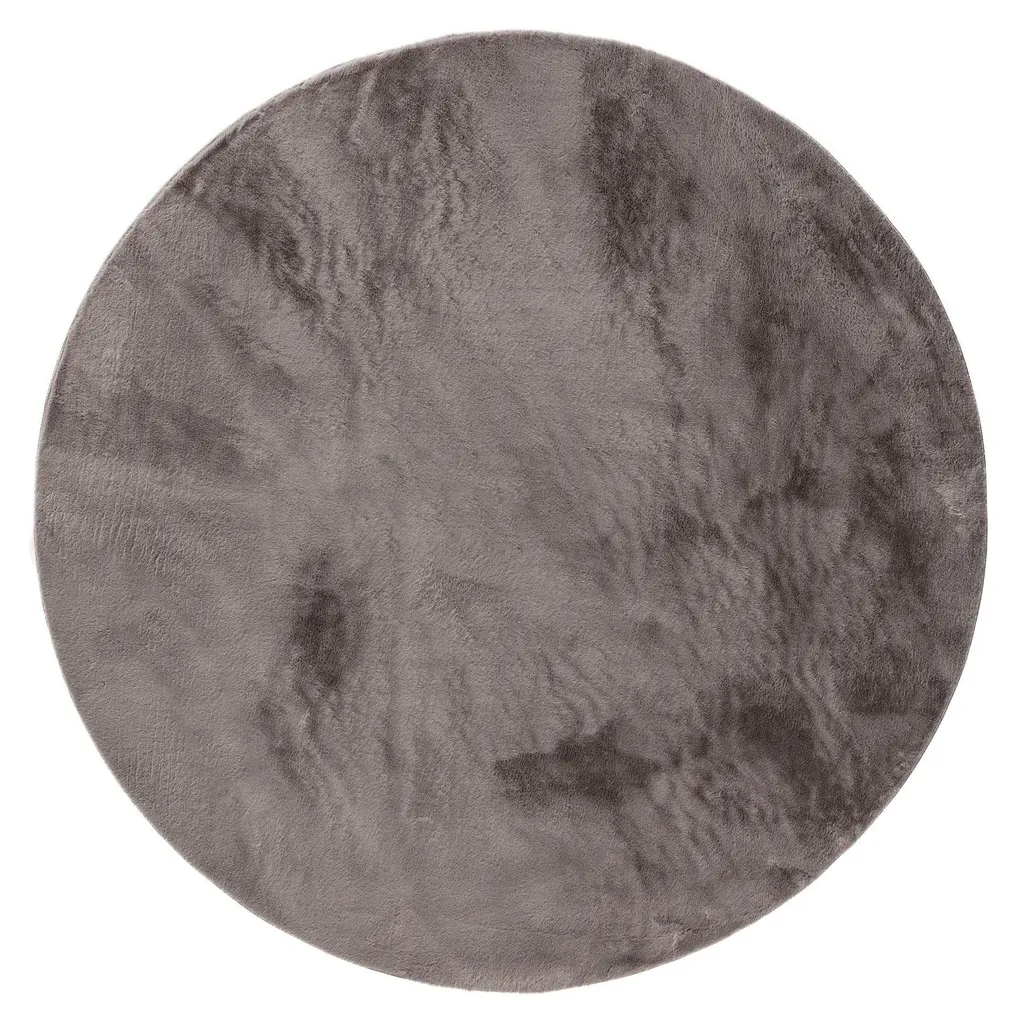 Tapis de Salon Rond Shaggy Gris 120 cm - Texture Moelleuse Pelucheuse