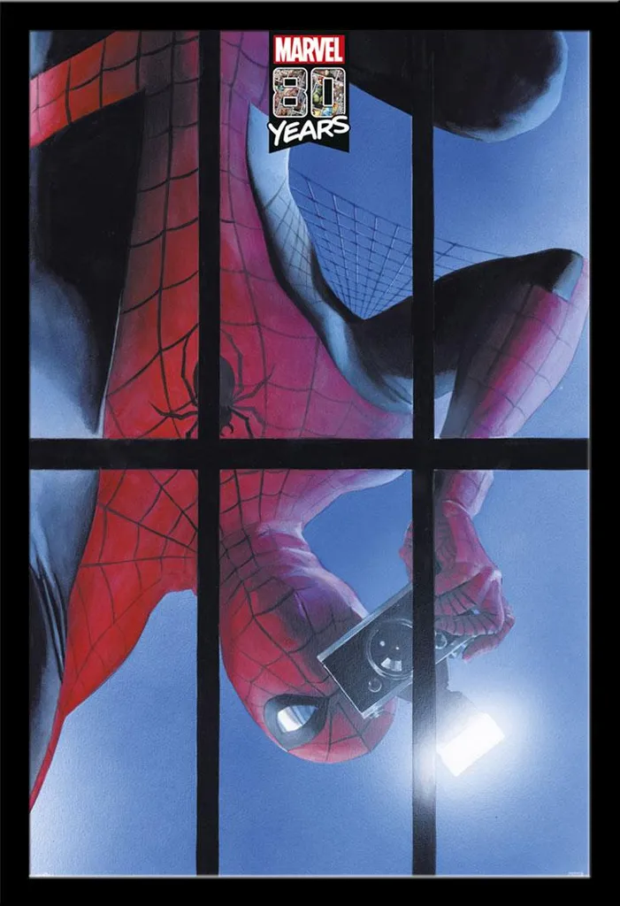 Spider-Man Poster Marvel 80 ans cadre MDF noir 61x91,5 cm grand format