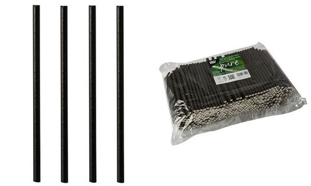 500 koktejlových brček, papírových Ø 7 mm - 15 cm černá Obrázek produktu 4
