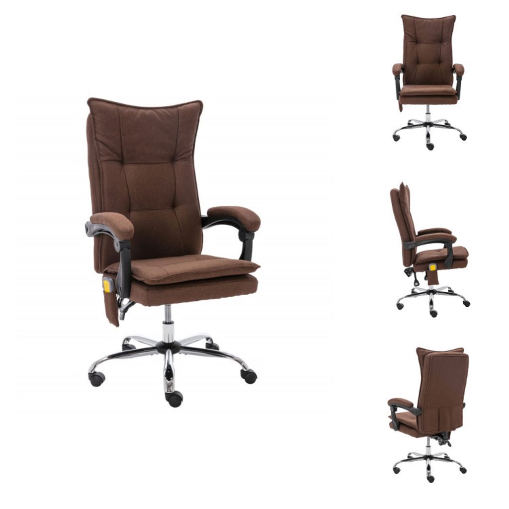 vidaXL Massage-Bürostuhl Braun Stoff - Bürostühle