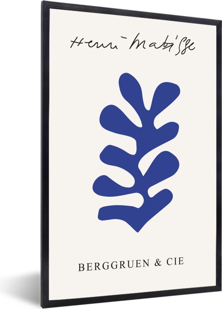 MuchoWow Gerahmtes Poster Abstrakt - Blau - Kunst - Matisse 60x90 cm - Poster mit Schwarzem Bilderrahmen Wandposter Rahmen Foto Bilder - Kunst