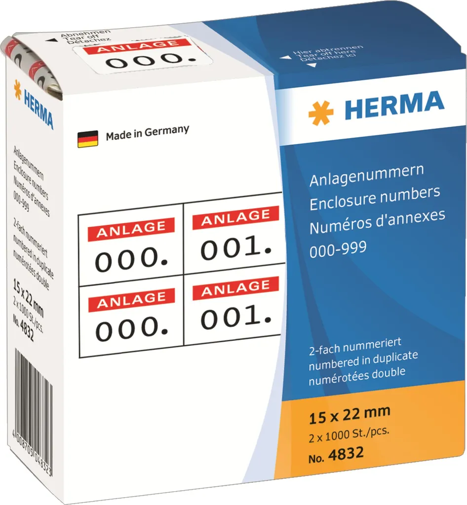 Numeri Progressivi HERMA Rossi 15x22mm | Etichette Adesive per Inventario
