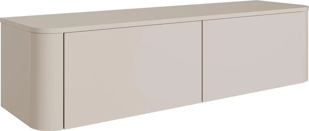Meuble TV Gris Cachemire 140 cm Selsey Luvio : Adieu Câbles Visibles