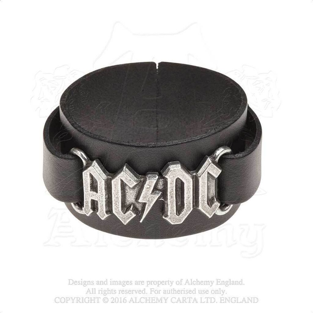 AC/DC Lederarmband Herren AC/DC Logo schwarz Standard