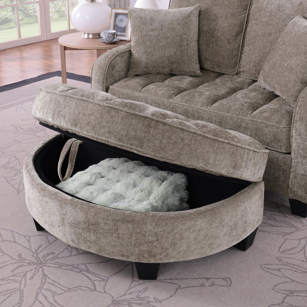 okwish 2-in-1 Schlafsofa mit Aufbewahrungs-Hocker, Produktbild 