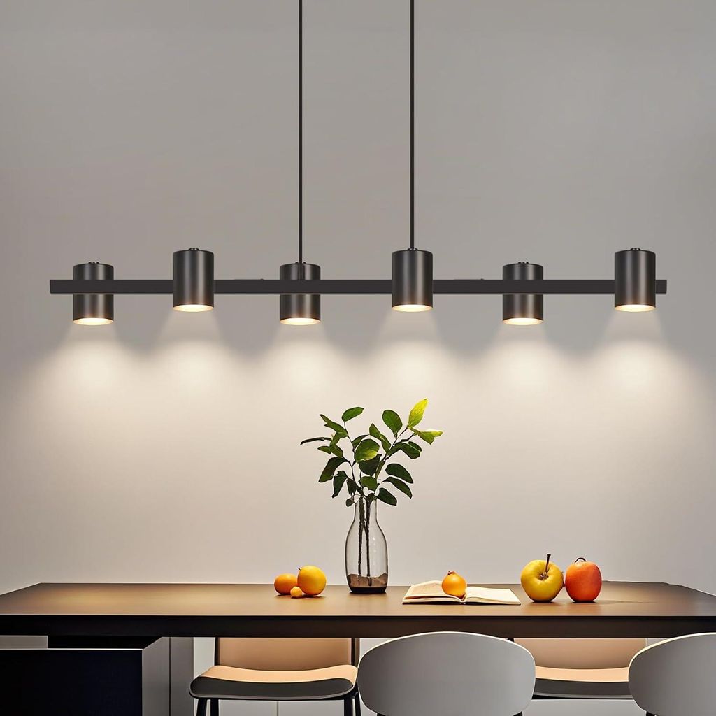ZMH Pendelleuchte Esstisch Hängelampe Schwarz 6 Flammig Hängend Metall Esszimmerlampe 150cm GU10 Hängeleuchte für Esszimmer Ohne Leuchtmittel