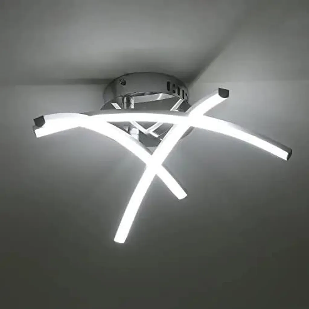Plafonnier LED moderne 20W en forme de fourche argenté pour salon