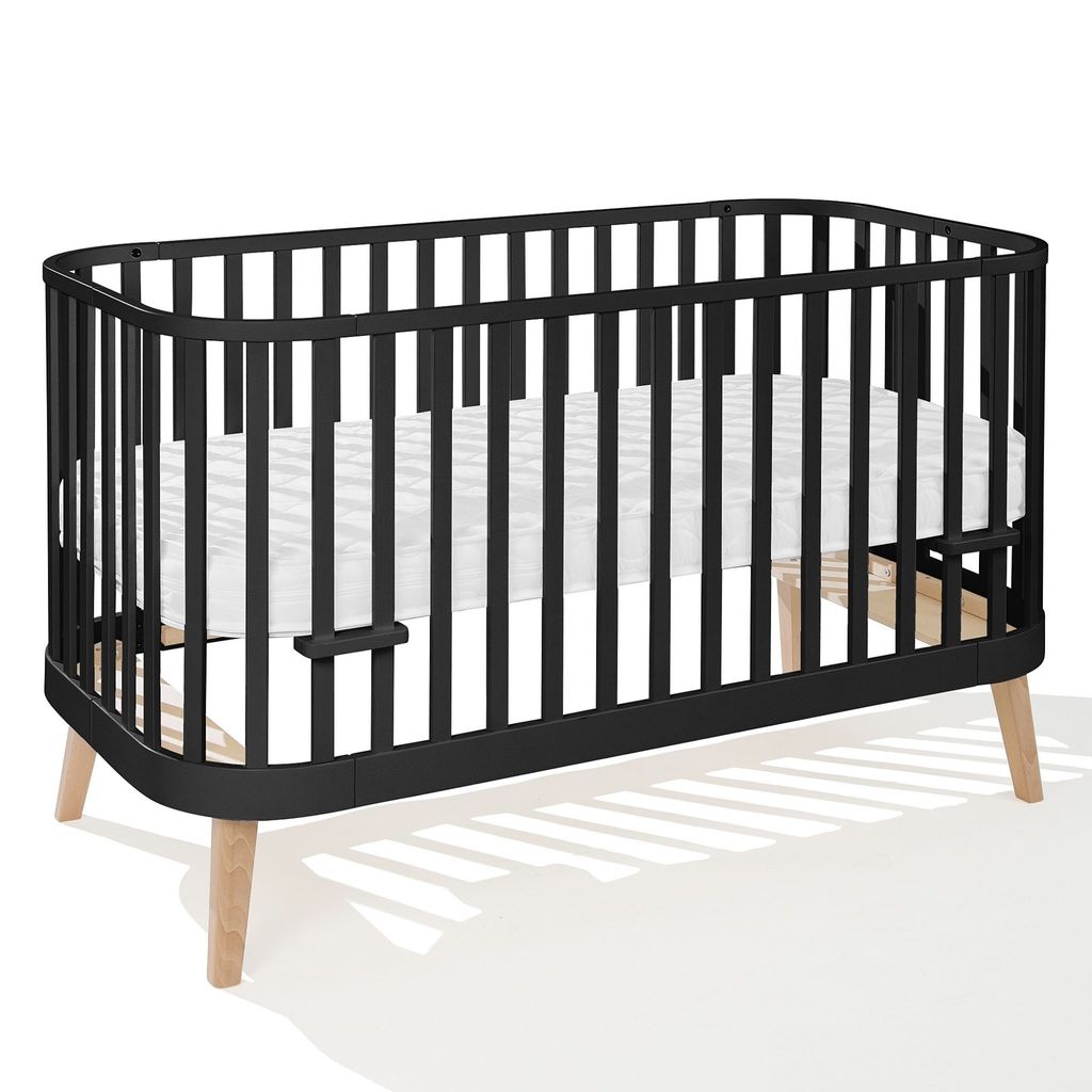 ATB MEBLE Gitterbett mit Matratze 140x70 cm - 2in1 Babybett Kinderbett umbaubar - PRINCIPAL Beistellbett Baby - Bett Baby Mitwachsend - Jugendbett ...