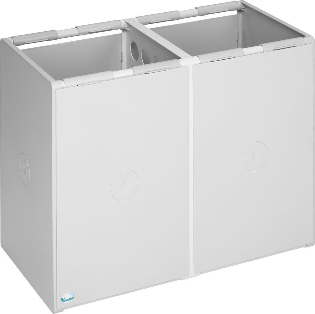 Robustes Abfall- und Wertstoffsammelsystem 2-Fach | ohne Deckel | 60 Liter, HxBxT 57x71x40,5cm | Kunststoff | Grau