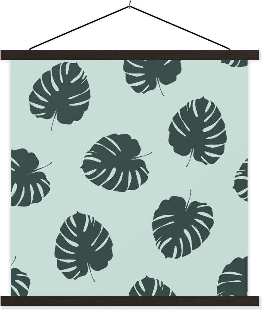 MuchoWow Textilposter Sommer - Blätter - Monstera 60x60 cm mit schwarzem Rahmen - Posteraufhänger