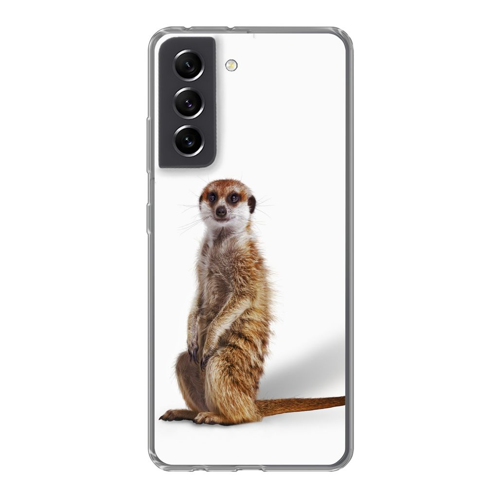 MuchoWow Handyhülle Schutzhülle Hülle für Samsung Galaxy S21 FE Erdmännchen - Tiere - Fell Silikon Softcase Handy Hülle - Mobiltelefonhülle