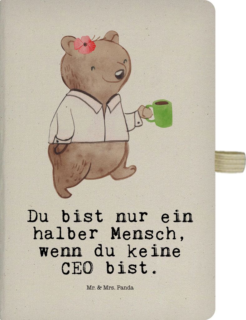 Mr. & Mrs. Panda Journal CEO Herz - Transparent - Geschenk, Leiter, Spruch, notizbuch, Jubiläum, Bester Chef, Tagebuch, DIN A4, Kladde, Kariert
