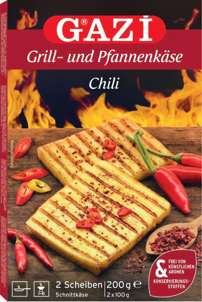 Gazi Grill- und Pfannenkäse Chili 9x 200g 45% Fett i.Tr. Grillkäse Schnitt-Käse
