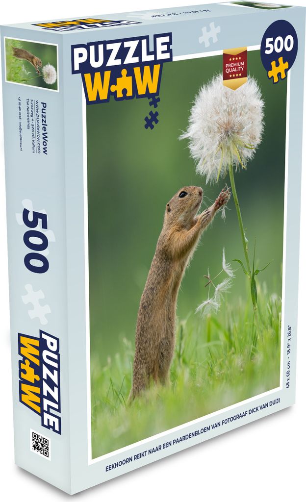 MuchoWow Puzzle 500 Teile Eichhörnchen greift nach einem Löwenzahn von Fotograf Dick van Duijn - Denken - Spiel - Toy
