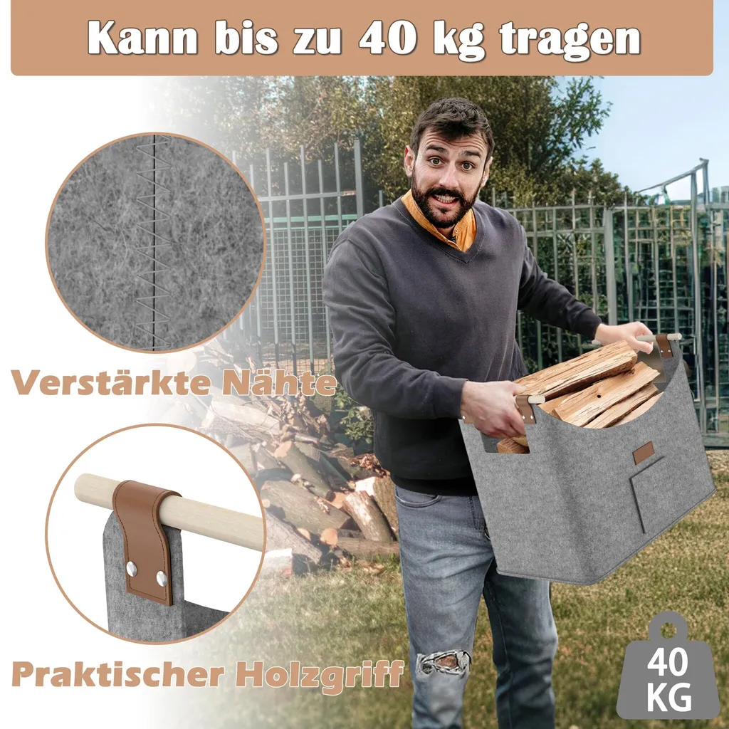 Fini les Rayures au Sol avec ce Panier à Bois de Chauffage en Feutre