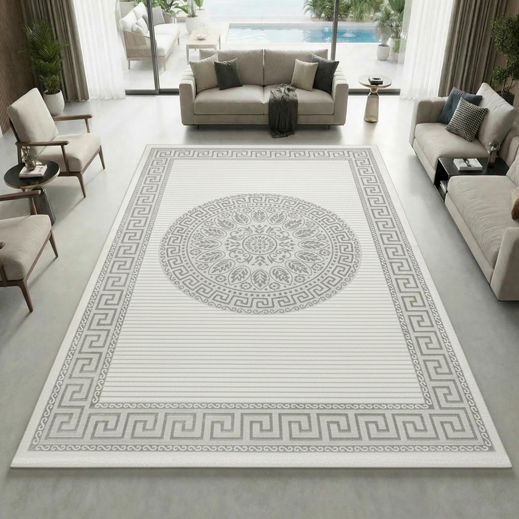 Glänzender Designer Teppich mit Orientalischem Muster in grau anthrazit Größe - 140 x 200 cm