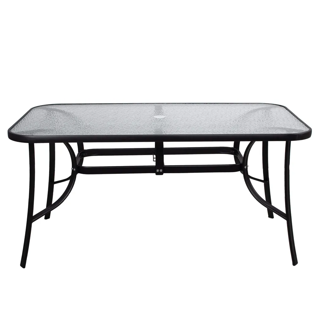 Tavolo da Pranzo Esterno 150x90 Vetro Temperato Antigraffio Metallo