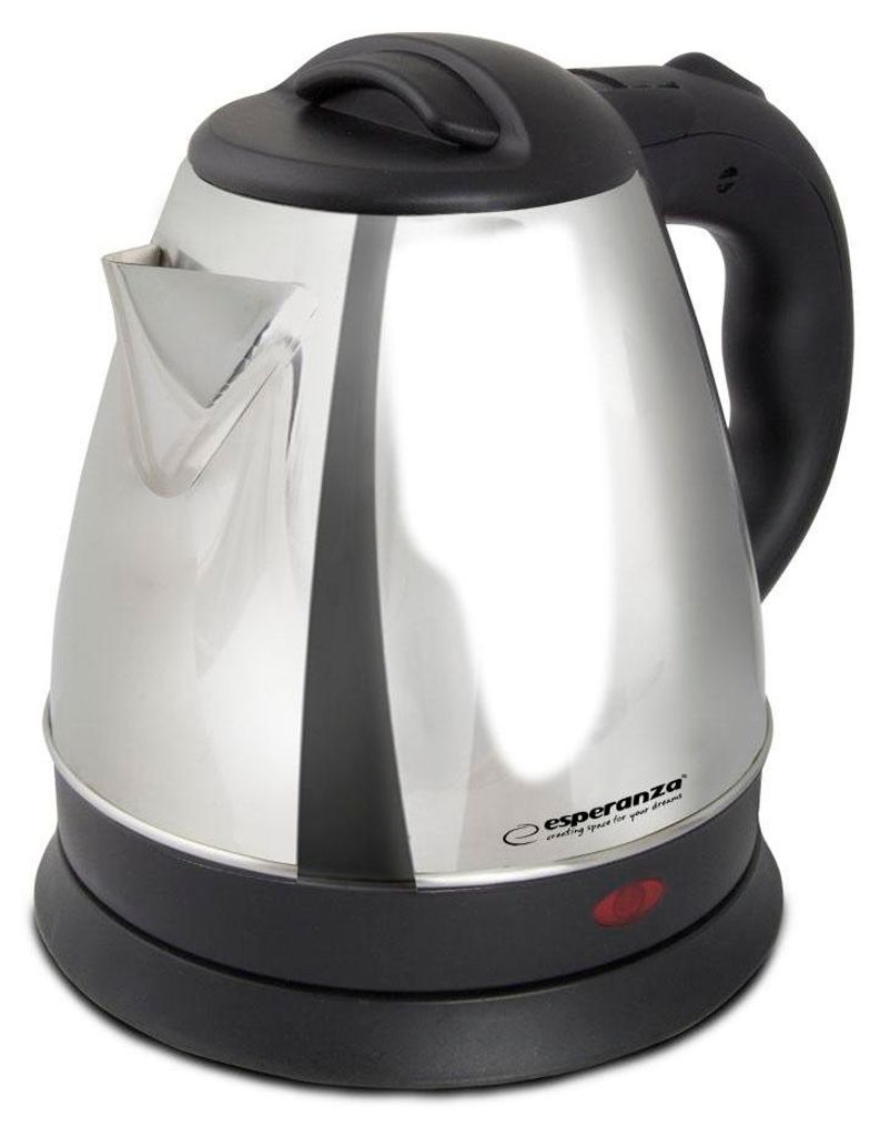 A cordless electric kettle on its base.