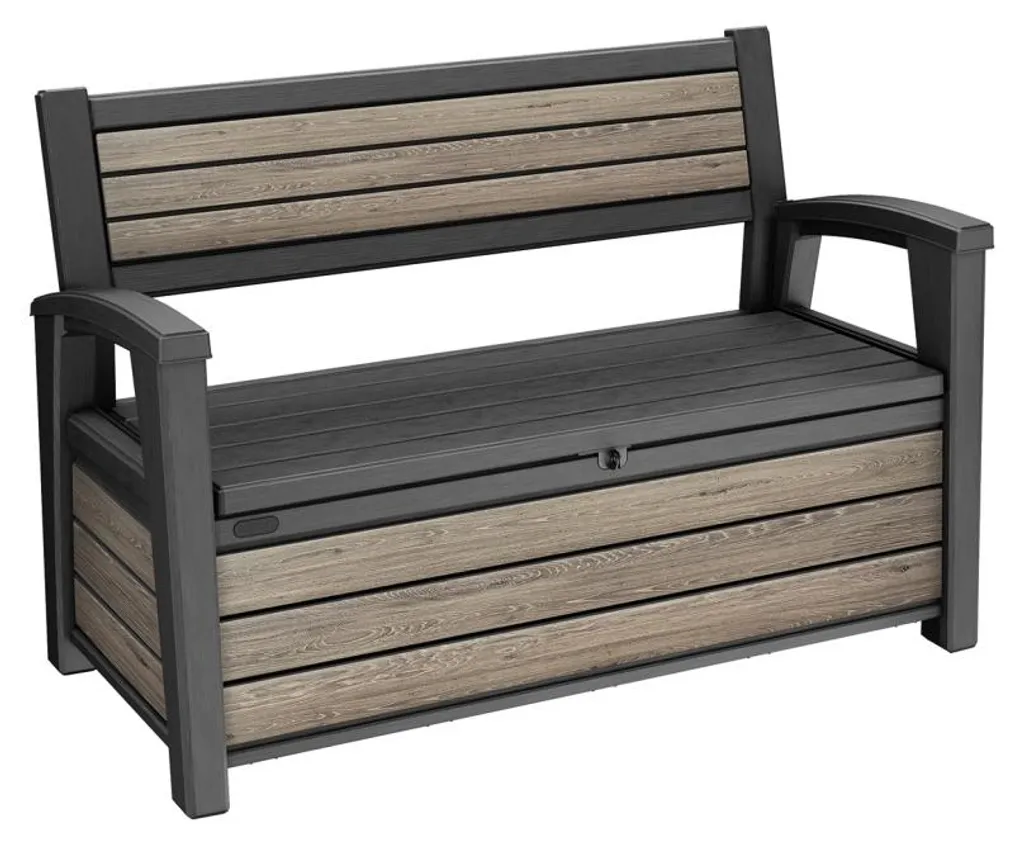 Banc extérieur Keter Deco Bench aspect bois de frêne et coffre 227L