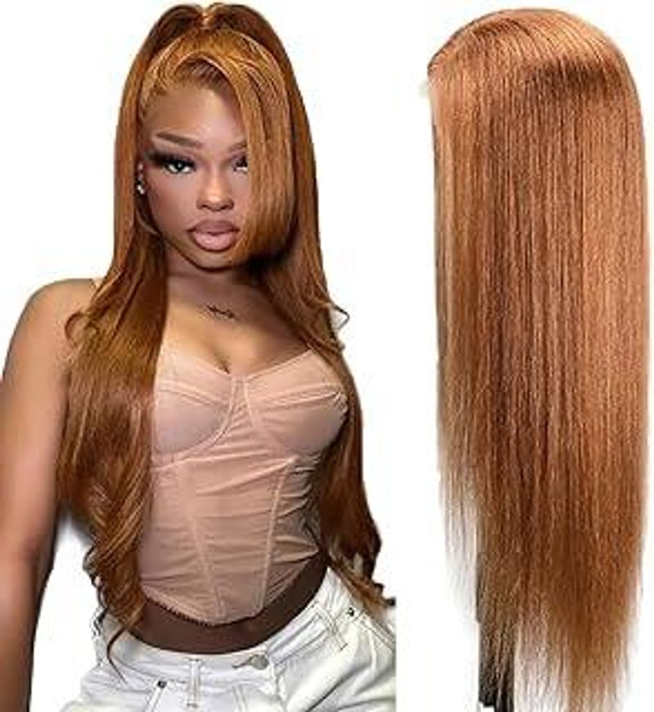 Lakaisa Glatte Echthaarperücke mit Spitzenfront Perücke Damen Echthaar Glueless Wear and Go Grade 8 A 100 % brasilianisches Remy-Haar 4X1 HD-Spit...