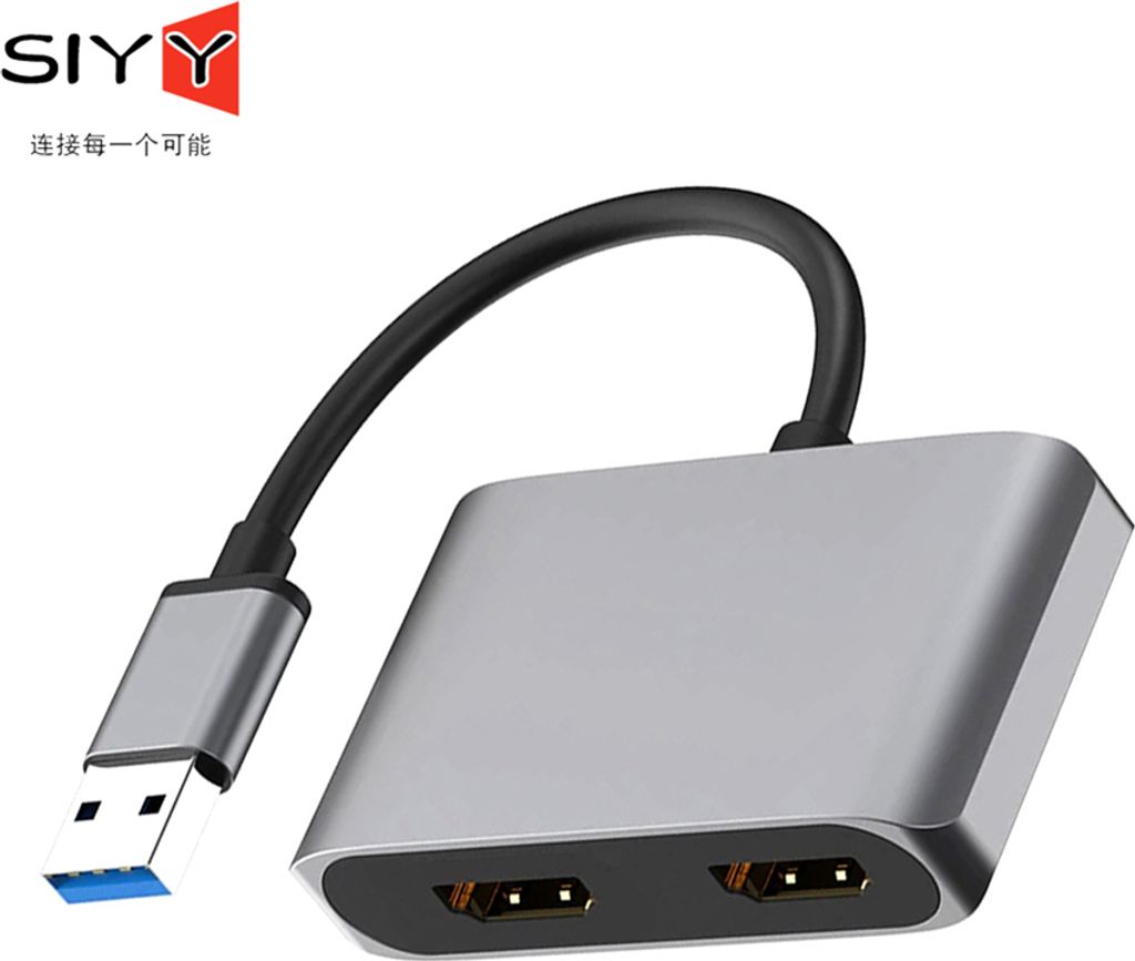 Usb 3.0 Dual Hdmi-kompatibler Adapter Hd Multi-Display 2in1 Converter für Windows 7/8/10 Oszillation