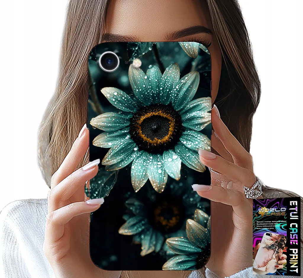 Cover iPhone 16E Aesthetic Gerbera Blu + Pellicola Vetro HD