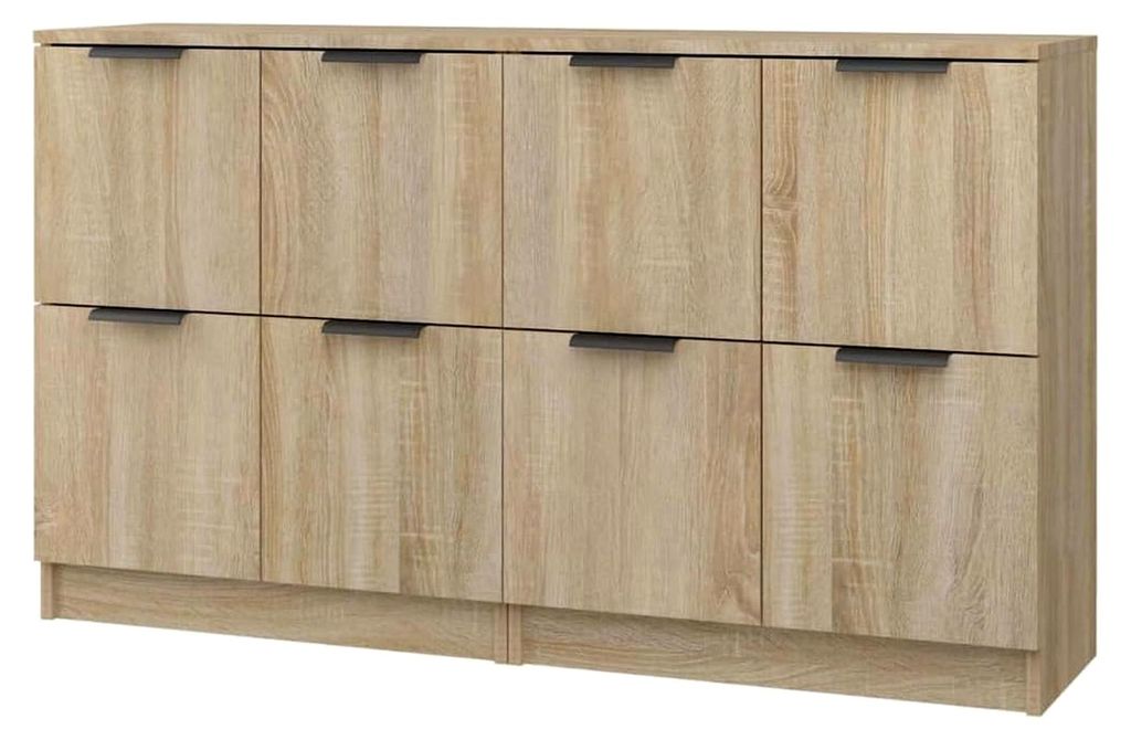 2X Sideboard Kommode Anrichte Schrank Beistellschrank Mehrzweckschrank Standschrank mit Türen Sonoma Eiche 60x30x70cm Holzwerkstoff