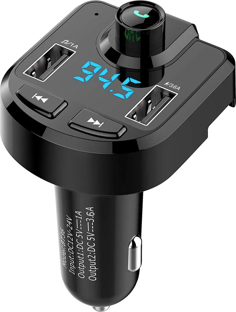 Vivavoce Auto Bluetooth BT36 Hands-free - Lettore MP3 FM e Voltmetro