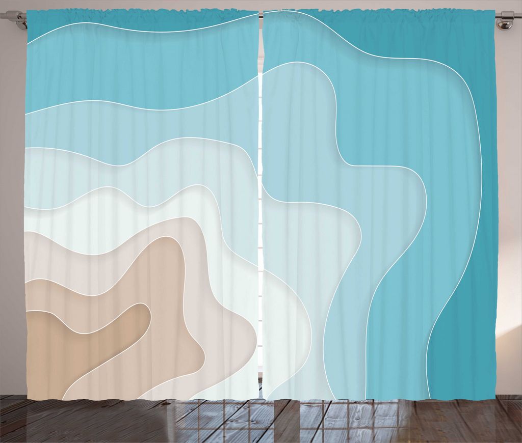 ABAKUHAUS Welle Rustikaler Gardine, Geode Blick Abstrakt Sea Art, Schlafzimmer Kräuselband Vorhang mit Schlaufen und Haken, 280 x 225 cm, Kadett-B...