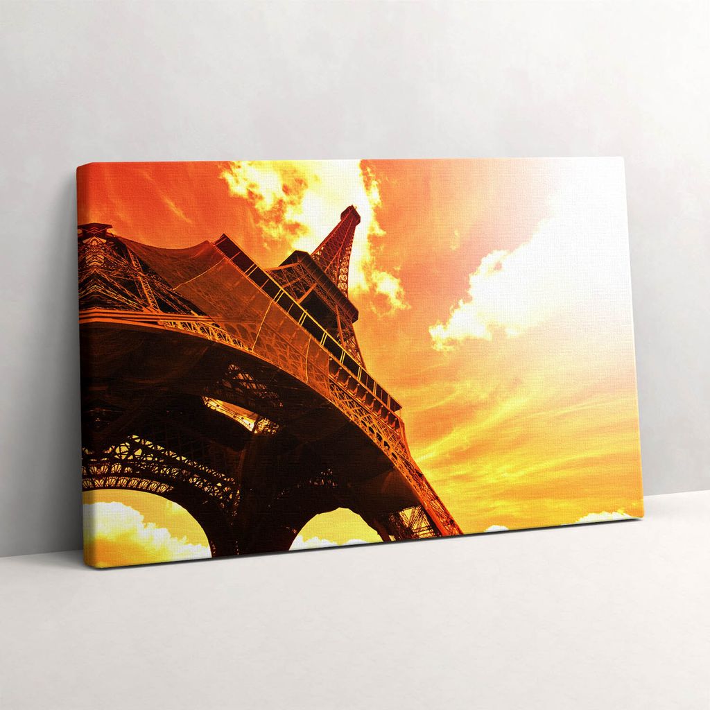 Attraktion Eiffelturm in Paris – Leinwandbild Wandbild – 60x40 cm – Leinwandbilder – Wandbilder – Schlafzimmer – Flur