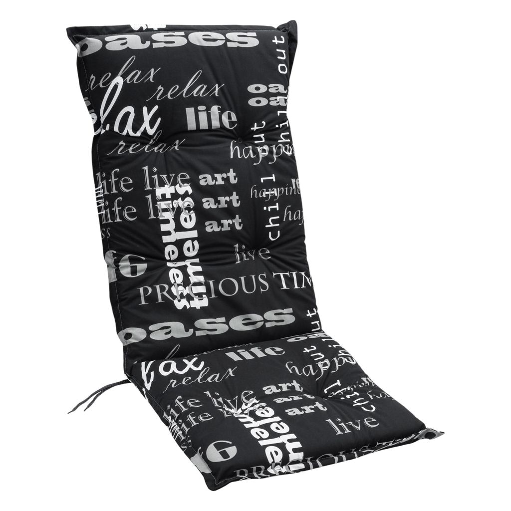 Universal Hochlehner Auflage - Lyfestyle - Garten Stuhl Polster Sitz Kissen mit Schriftzug